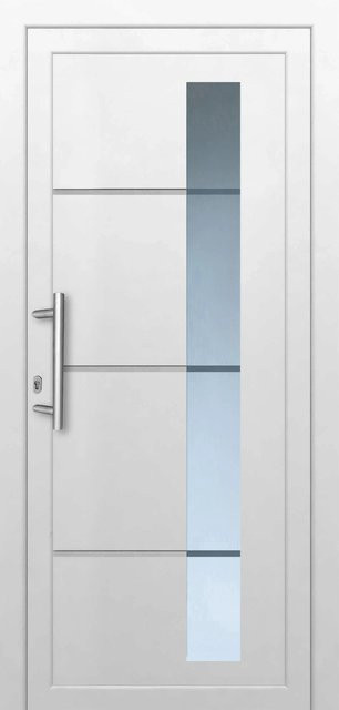 Moderne Kunststoff-Haustür PANTO mit Glaseinsatz in Weiß, Anschlag Links, B: 110 cm, H: 210 cm - Bild 1