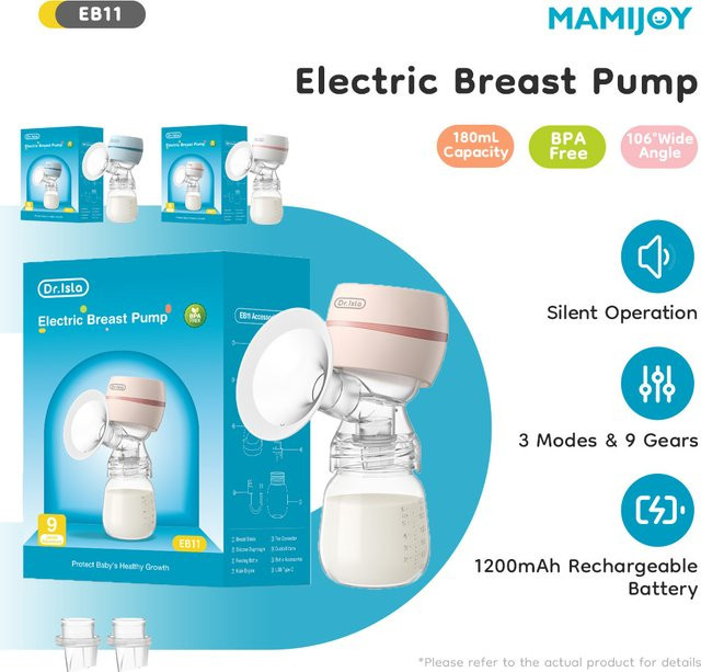 MAMIJOY Elektrische Milchpumpe EB11 in Pink, tragbare und geräuscharme Milchpumpe mit hoher Saugkraft, BPA-frei und im BH tragbar - Bild 1
