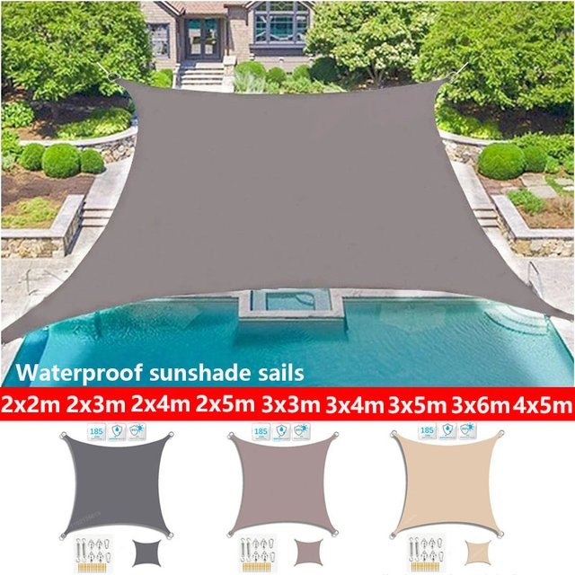 Wasserdichtes UV-Sonnensegel aus 300D Oxford-Stoff für Garten und Terrasse in Khaki oder Beige - Bild 1