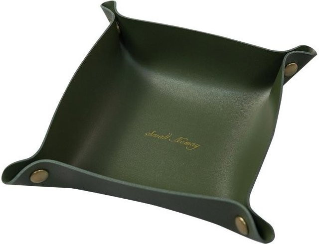 Wucifang Aufbewahrungsschale aus Leder in Grün, faltbarer Organizer für Schmuck, Schlüssel und Kosmetik, B/T/H: 18 x 18 x 4 cm - Bild 1