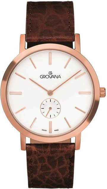 Grovana Kensington Armbanduhr, Leder, Quarz, Silber, Herren - Bild 1