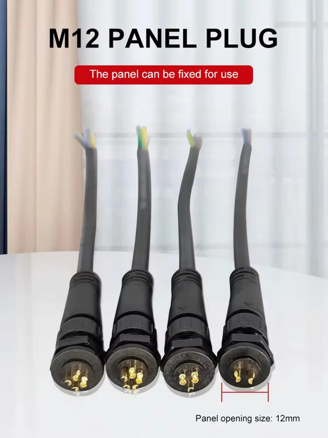DIVEDEER IP68 M12 Luftfahrtsteckverbinder Schwarz, Industrielle Wasserdichte Stecker-Buchsen-Kombination für 0,5/0,75/1,0 mm² mit 2/3/4/5-poliger Auswahl - Bild 4