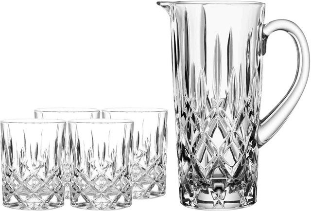 Nachtmann Noblesse Becher- und Krug-Set aus Kristallglas, 5er Set, transparent mit geometrischem Design - Bild 1