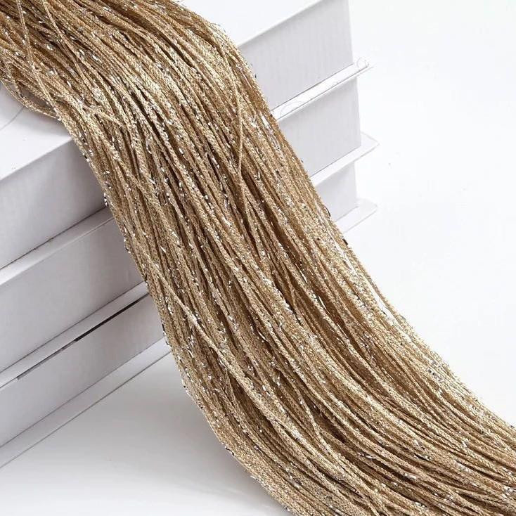 Glänzender Quasten-String-Vorhang in Silber mit Streifenmuster, B: 100 cm, H: 200 cm - Bild 2