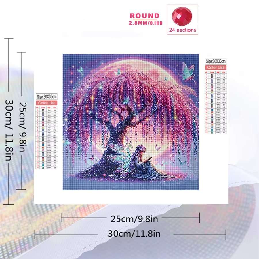 Evershine Diamant-Mosaik Stickerei-Set Landschaftsbild mit Elfenmädchen und Mond Motiv, Multicolor, B/H: 20 x 20 cm - Bild 2