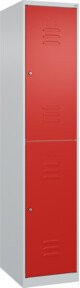 C+P Doppelstock-Spind Classic PLUS mit 1 Abteil, Stahl, Lichtgrau/Verkehrsrot, H x B x T: 185 x 40 x 50 cm, mit Zylinderschloss und Garderobenstange - Bild 1