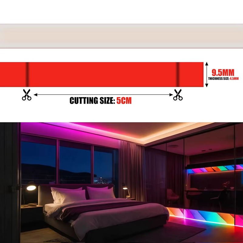 RAZEND COB LED Neon Streifen Licht IP68 Wasserdicht mit Silikon Rohr und 320 LEDs, RA90 Farbwiedergabe, Transparent - Bild 4