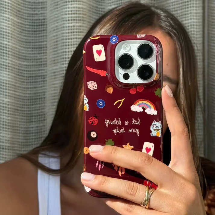 Clmj Lucky Handyhülle mit doppelschichtiger Rückseite für iPhone 17 16 15 14 13 12 11 Pro Max Plus X XS XR XS Max 7 8 Air - Bild 3