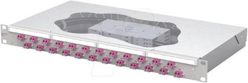 Metz Connect OpDAT fix2 Patchfeld splice 24xLC-D OM4 Patch-Panel, Farbe: Lichtgrau, Breite: 483 mm, Höhe: 1 HE - Bild 1