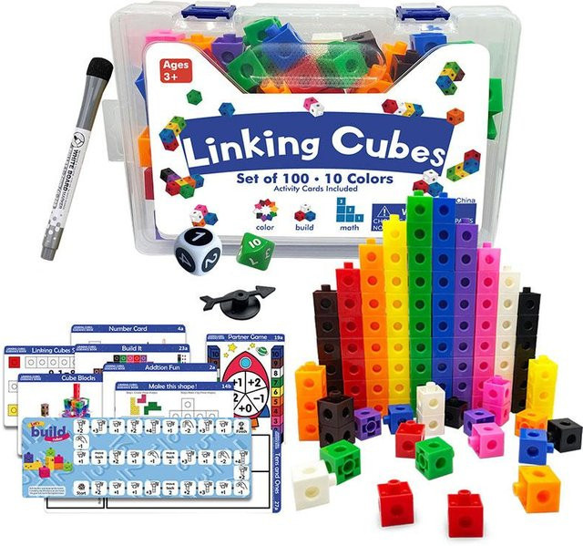 Kidsly Regenbogen-Verbindungswürfel, Montessori-Mathematik-Spielzeug, Stapelspiel, ab 3 Jahre - Bild 1