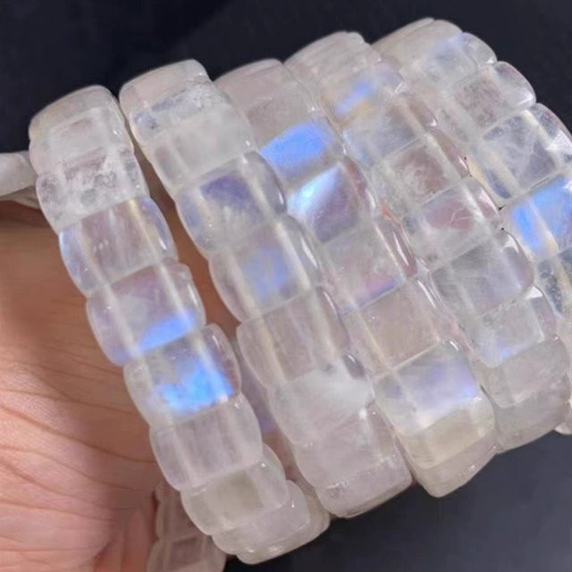 MUKO GEMS Armband, Mondstein, Perlen, Blau, Damen Herren - Bild 1