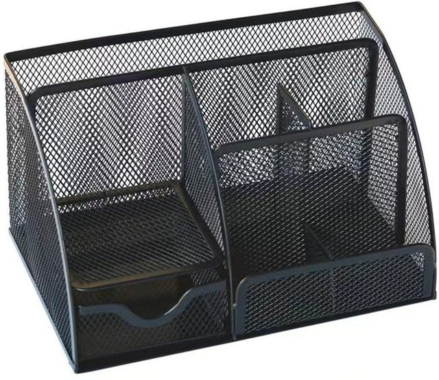 Allbestart Büro-Schreibtisch-Aufbewahrungsbox aus Metallgitter in Schwarz mit mehreren Fächern, B/T/H: 14,0 x 13,0 x 6,0 cm - Bild 1