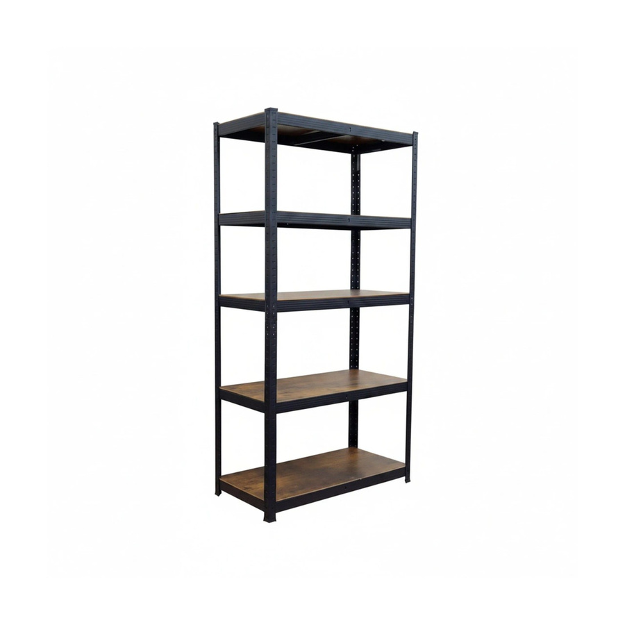 Relaxdays Schwerlastregal im Industrial-Design aus Stahl und MDF, Schwarz/Braun, H: 180 cm, B: 90 cm, T: 45 cm - Bild 2