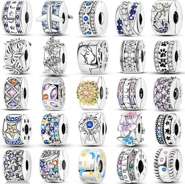 Qikaola Clip-Charms 925 Silber, Sterne, Mond, Sonne, Gänseblümchen, Schmetterling - Bild 1
