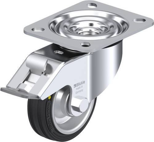 Blickle Lenkrolle L-V 80R-FI-EL mit Feststeller, Rad-Durchmesser: 80 mm, Tragfähigkeit: 50 kg, verzinkter Stahl, Farbe: Silber/Schwarz - Bild 1