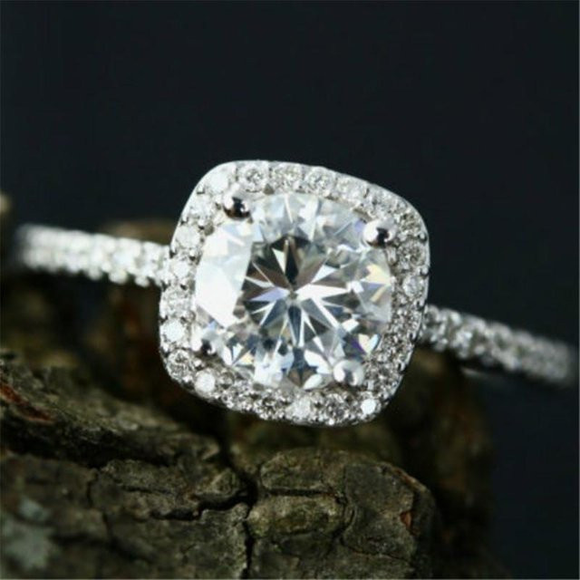 Ring 925 Silber, Saphir, Zirkonia, Weiß, Damen - Bild 1