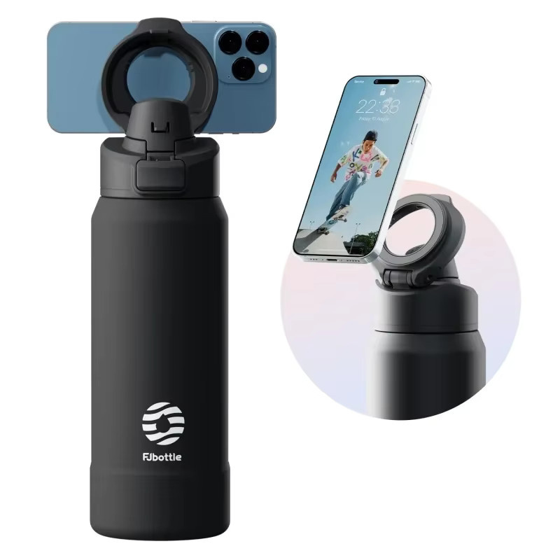 Fjbottle Edelstahl-Sportwasserflasche mit magnetischem Telefonhalter und Isolierbecher, 710 ml oder 950 ml, Blau oder Schwarz - Bild 6