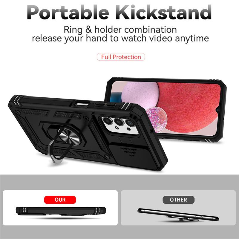 Stoßfeste Schutzhülle für Samsung Galaxy A13 5G in Schwarz mit Kamera-Schutz und Slide-Funktion - Bild 5