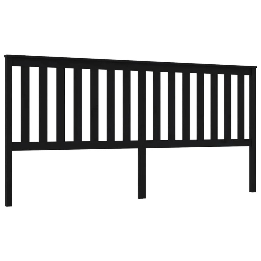 vidaXL Kopfteil aus Kiefer-Massivholz in Schwarz mit Lattendesign, Breite: 206 cm, Tiefe: 6 cm, Höhe: 101 cm - Bild 2