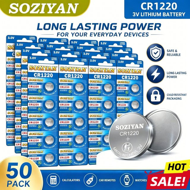 WHITECRANE CR1220 Lithium-Knopfzellenbatterie 3 V in Silber - Bild 1