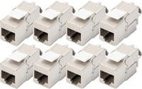 DIGITUS CAT 6A Keystone Modul geschirmt werkzeugfrei für Ethernet LAN in Weiß, 8 Stück - Bild 1