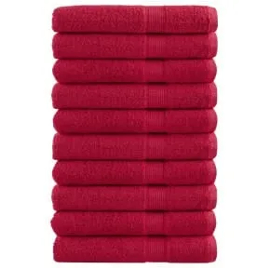 vidaXL Premium-Handtuch-Set 10 Stück aus 100% Baumwolle in Rot, 600 g/m2, B: 100 cm, L: 200 cm - Bild 2