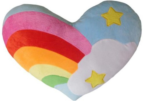 Yousheng Regenbogen Herz Kissen, flauschiges Plüschkissen mit Herz-Print, multicolor, gefüllt mit PP-Baumwolle, Breite: 35 cm, Höhe: 35 cm - Bild 1