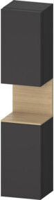 Duravit Hochschrank Qatego in Grau/Schwarz, Wandmontage mit 2 Glastüren, LED-Beleuchtung und internen Regalen, B/T/H: 40 x 36 x 176 cm - Bild 1