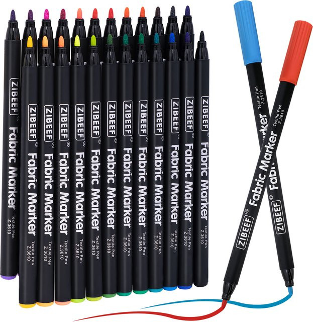 GN Textilmarker Set mit 12 oder 24 Farben, wasserfeste und farbechte Permanentstifte für DIY-Kleidung, Graffiti und Kunstmalerei - Bild 1