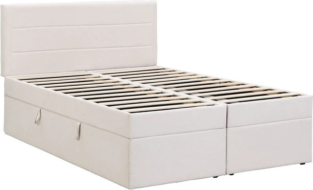 okwish Polsterbett mit Lattenrost und Stauraum, Beige, B/T/H: 200 x 140 x 82 cm - Bild 1