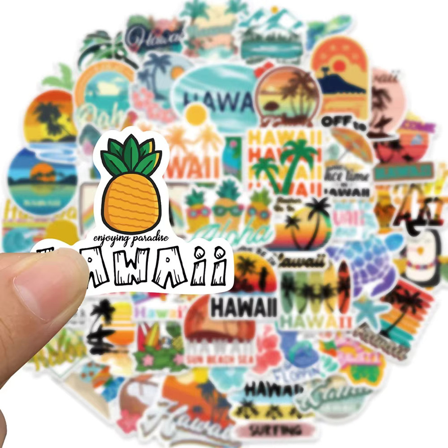 GOGOTU Hawaiian Sommer Urlaub Cartoon Aufkleber, 50-teiliges Set, multicolour - Bild 2