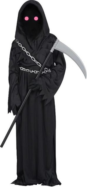 Teufel Kostüm Halloween, Schwarz Rot, Fantasy, Robe, Sichel, Kette, Handschuhe, Requisiten - Bild 1