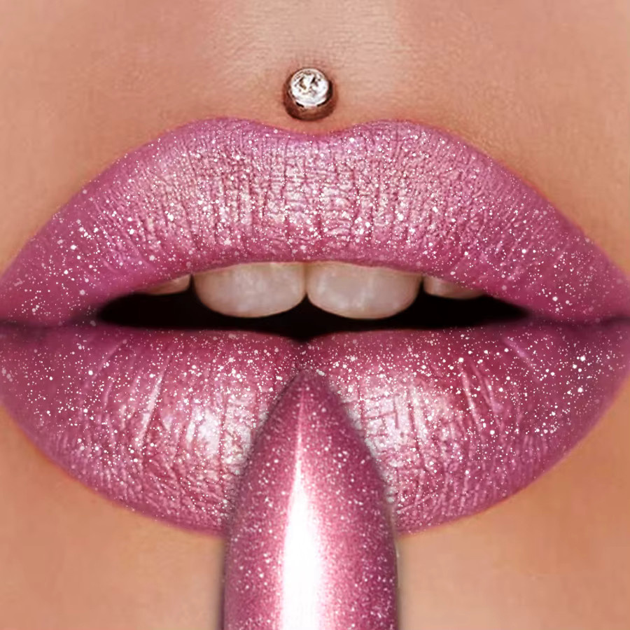 FUNPARK Metallischer Glitzer-Lippenstift, rot, rosa, feuchtigkeitsspendend - Bild 3