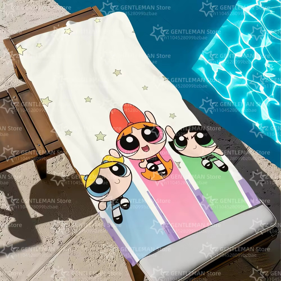 Bandai P-Power-Puff G-Girls Cartoon Handtuch, schnell trocknend und weich, Mehrfarbig - Bild 4