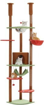 Pawz Road Deckenhoher Luxus Kratzbaum für Katzen in Schwarz mit Sisal, Hängematte und Höhle - Bild 1