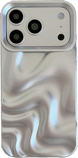 YULIN Handyhülle mit stereoskopischer Wellen-Riffelung in Matt Silber für iPhone 17 Pro Max, 16, 15, 14, 13, 12, 11 und Pro Modelle - Bild 1
