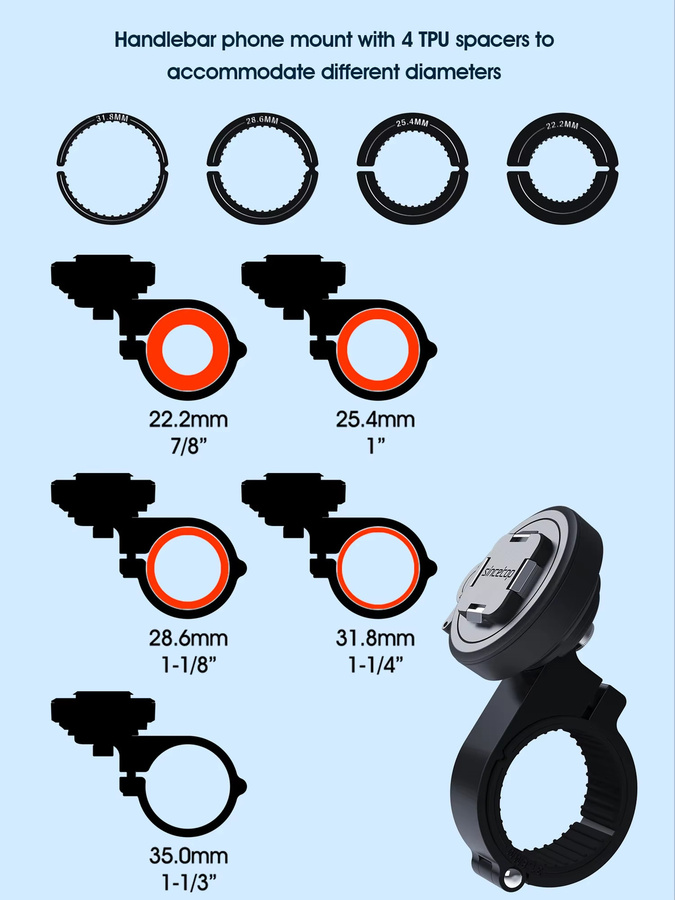 Sincetop Motorrad-Lenker-Telefonhalterung aus Aluminium, universelle Smartphone-Halterung für MTB, Rennrad und Fahrrad, Serie Q, Schwarz - Bild 3