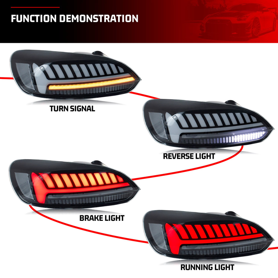 Schwarze LED-Rückleuchten mit sequentieller Blinker-Animation für Volkswagen VW Scirocco 3TSI TDI R (2009–2017) - Bild 2