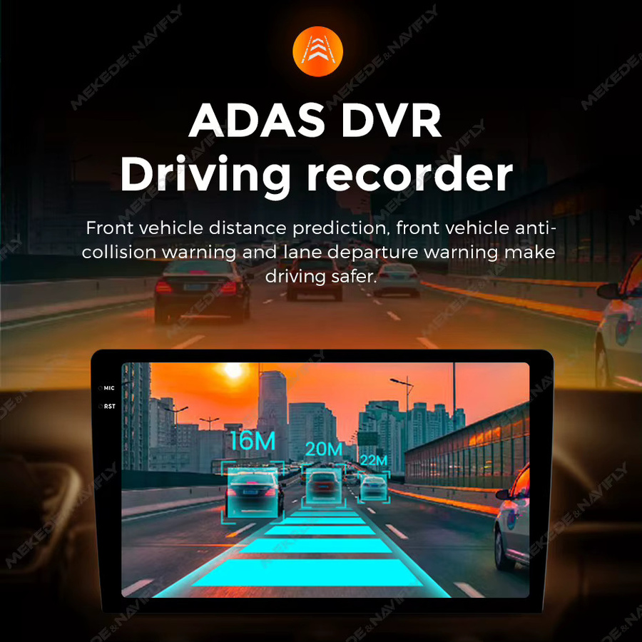 MEKEDE Dashcam Full HD 1080P mit Nachtsicht und ADAS für Android Multimedia Player, Schwarz - Bild 2