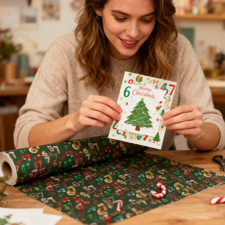 Grüne Weihnachts-Geschenkpapierrolle für deine Feiertagsdekoration - Bild 4