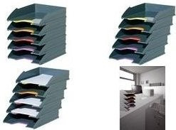 Durable Varicolor Briefablageschalen Set A4 aus Kunststoff, mehrfarbig und anthrazit, 5 Stück - Bild 1