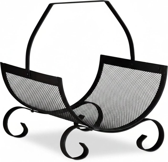Relaxdays Kaminholzkorb aus Stahl mit Henkel, Schwarz, B/T/H: 40 x 33 x 38 cm - Bild 1