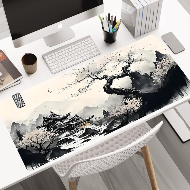 Mauspad Sakura Landschaft XXL Schreibtischunterlage für Gamer und Büro, B/T: 100 x 50 cm, Dicke: 0,3 cm, Multicolour - Bild 1