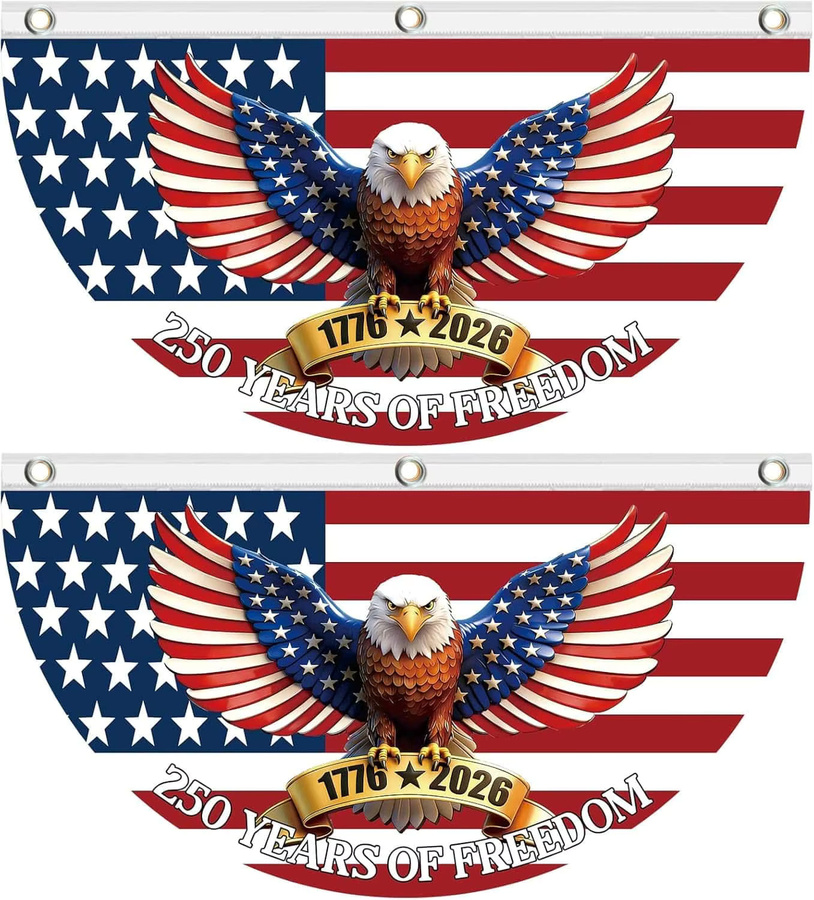 AFYPRTY Patriotische USA Halbflagge zum 250. Jubiläum des Unabhängigkeitstages 1776-2026 in Rot und Weiß, Rechteckige Textil-Hängeflagge - Bild 2
