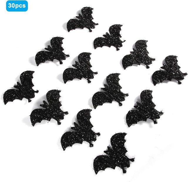 30 Stück Halloween Fledermaus Dekoration aus Vlies in Schwarz, 10 cm Ornament Accessoire - Bild 1