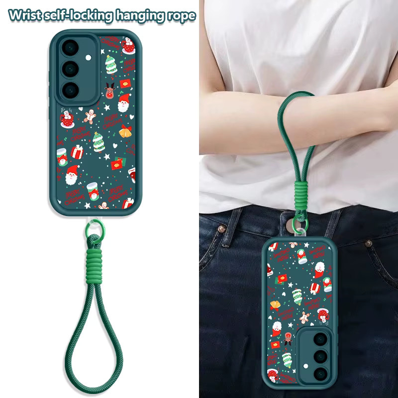 Lanyard Handyhülle mit Weihnachtsmuster für Samsung Galaxy S25 S24 S23 S22 Ultra FE A56 A55 A36 A25 A17 A16 A15 5G aus weichem TPU in Beige, Weiß und Multicolour - Bild 2