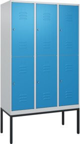 C+P Doppelstock-Spind Classic PLUS mit 3 Abteilen, Gestell, Lichtblau, H x B x T: 212 x 120 x 50 cm - Bild 1