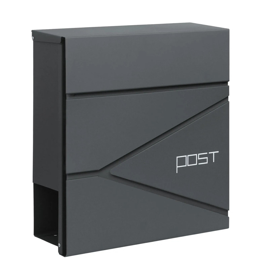 KARAT Wandbriefkasten Armand aus Stahl mit Zeitungsfach und C4-Einwurfklappe, Anthrazit, B/T/H: 37,0 x 10,5 x 37,0 cm - Bild 2