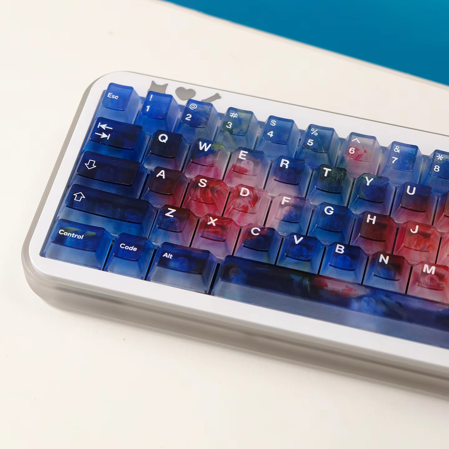 Venit Keys PC-Tastenkappen mit Rosenmotiv, 122 Tasten, matt-transparent, Cherry-Profil für mechanische MX Cherry-Tastaturen, Multicolor - Bild 3
