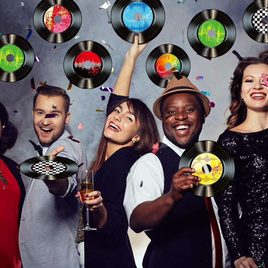 WTEMPO 35er Set Vinyl Schallplatten Wanddekoration für Rock and Roll Musik Partys, 14,2 cm, Mehrfarbig - Bild 4